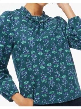 🌿J. Crew Long-sleeve ruffleneck poplin blouse